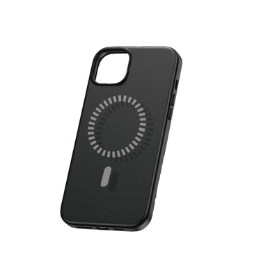 iPhone 15 Pro Magnetic PU Leather Case Cover with Stain-Proof Finish for Scratch & Drop Protection, Raised Bezels for Screen & Camera Protection, MagSafe Compatible - Cluster Black